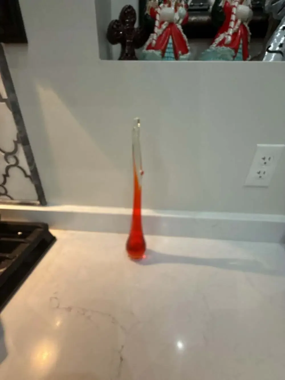 Vintage Mid-Century Viking Glass Epic Swung Bud Vase in Persimmon Amberina